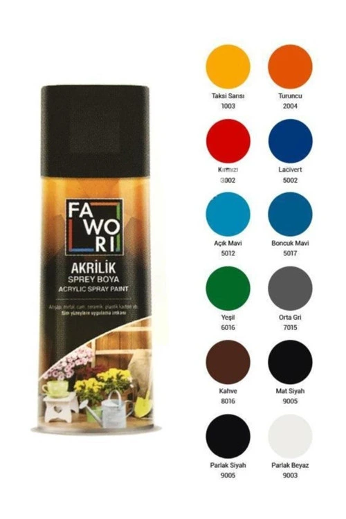 FAWORİ AKR. SPREY BOYA RAL9005 PARLAK SİYAH 400 ML