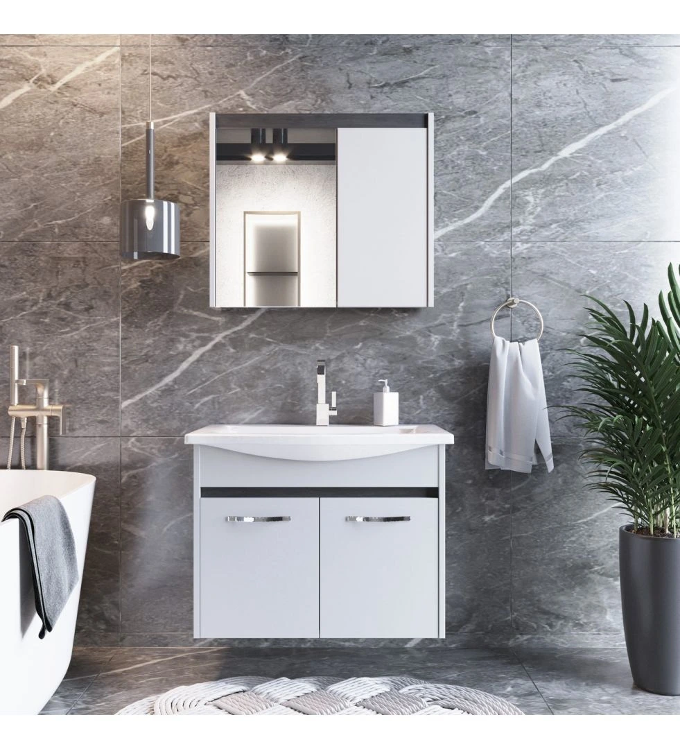SEVKA LODOS 65 CM BANYO DOLABI+ LAVABO TAŞI