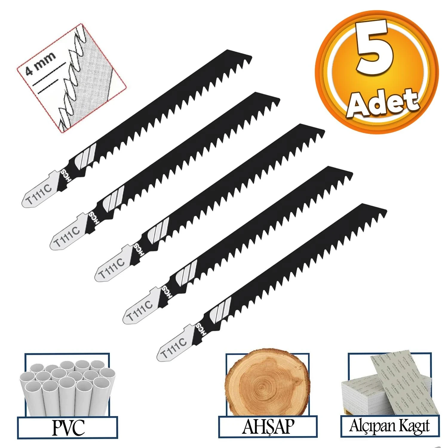 MEŞEM AĞAÇ/METAL DEKUPAJ AĞZI T118A-T144D 5'Lİ SET 610-613