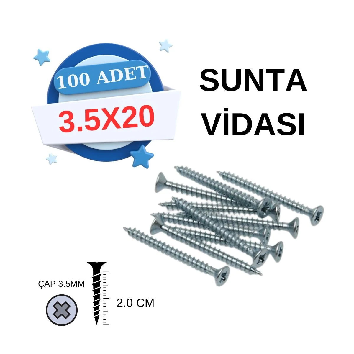 3,5*20 STD SUNTA VİDASI (1000 AD.)