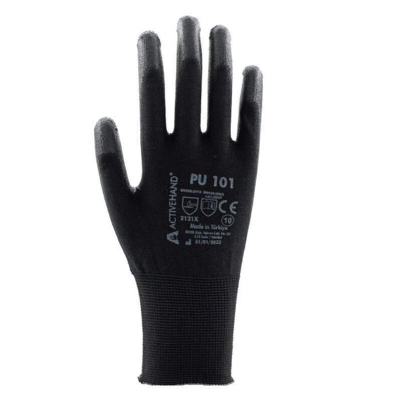 ACTİVEHAND ACT-005 (PU101) 10 NO POLYESTER SİYAH ELDİVEN