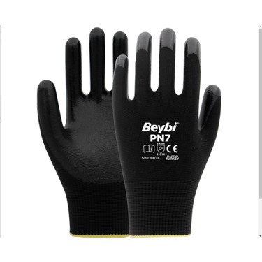 BEYBİ PN7 NİTRİL POLYESTER ELDİVEN SİYAH NO:10